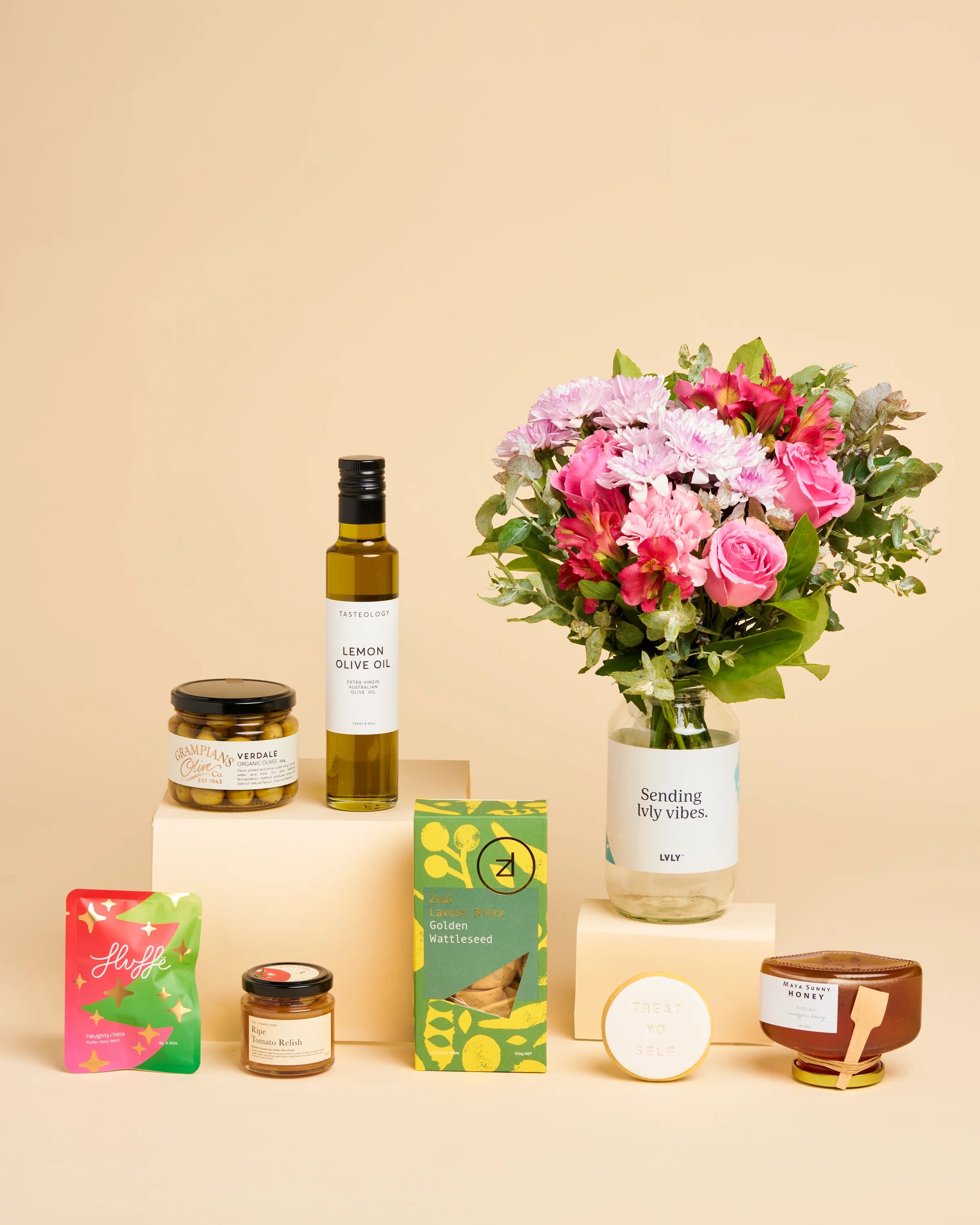 Gourmet Grazing Hamper + Flowers