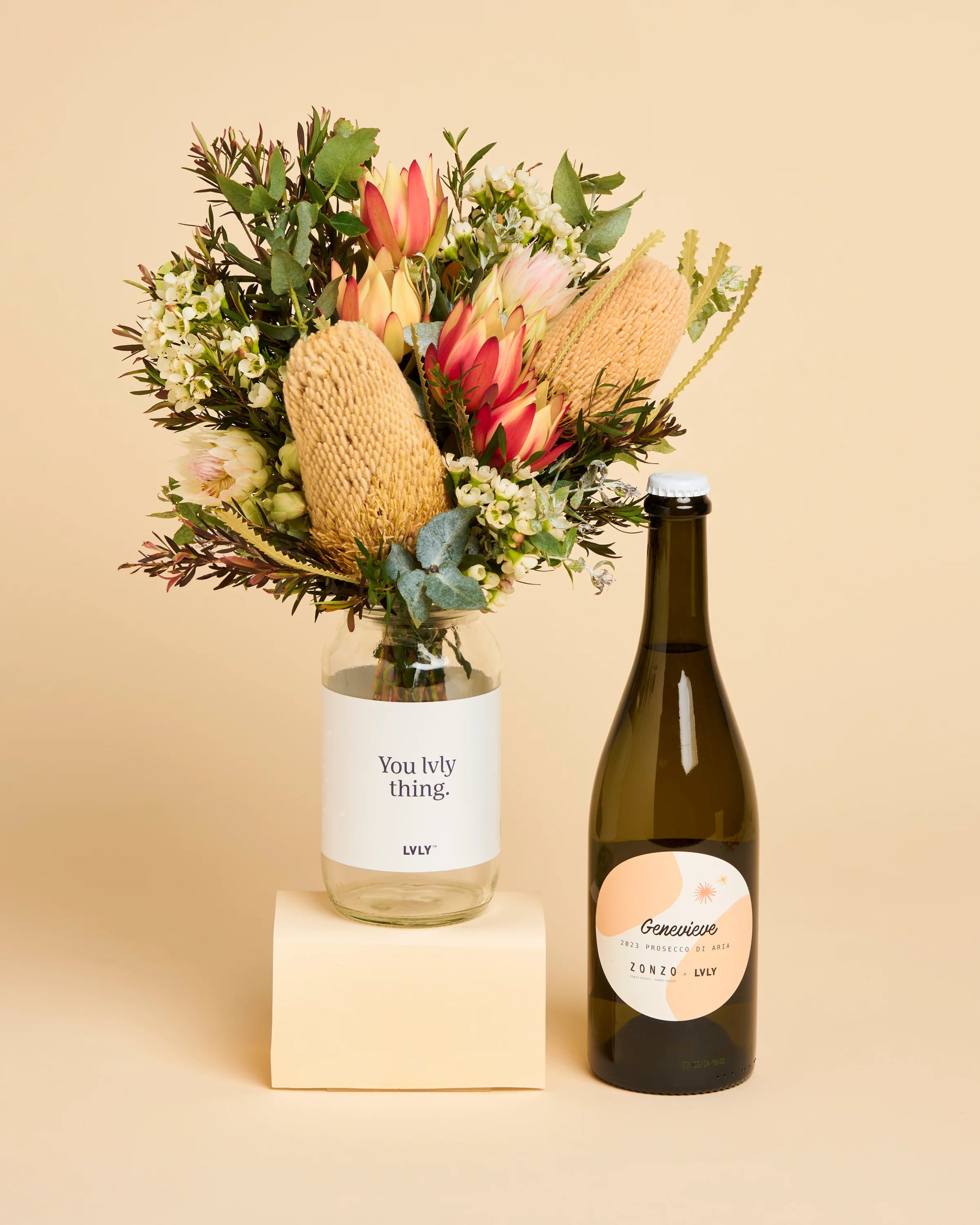 Personalised Prosecco + Native Posy