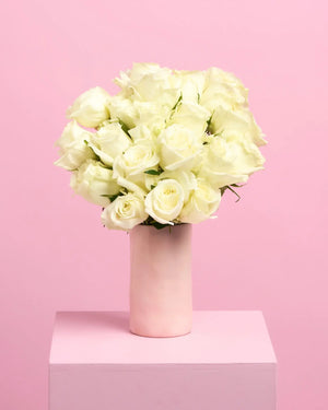 White Roses + Vase